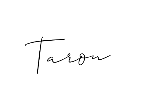Design your own signature with our free online signature maker. With this signature software, you can create a handwritten (Allison_Script) signature for name Taron. Taron signature style 2 images and pictures png