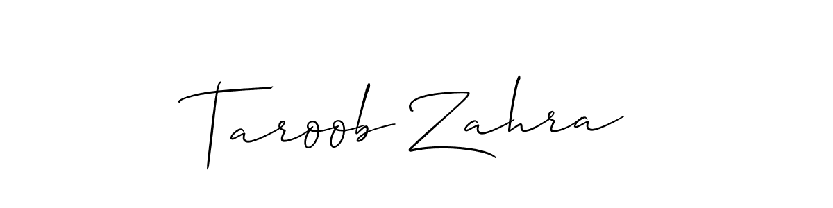 How to make Taroob Zahra name signature. Use Allison_Script style for creating short signs online. This is the latest handwritten sign. Taroob Zahra signature style 2 images and pictures png