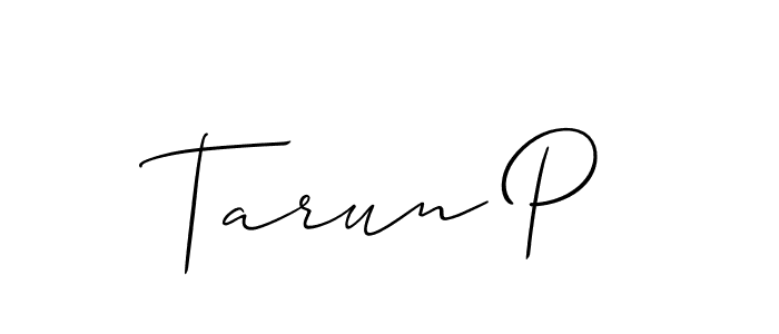 How to make Tarun P signature? Allison_Script is a professional autograph style. Create handwritten signature for Tarun P name. Tarun P signature style 2 images and pictures png