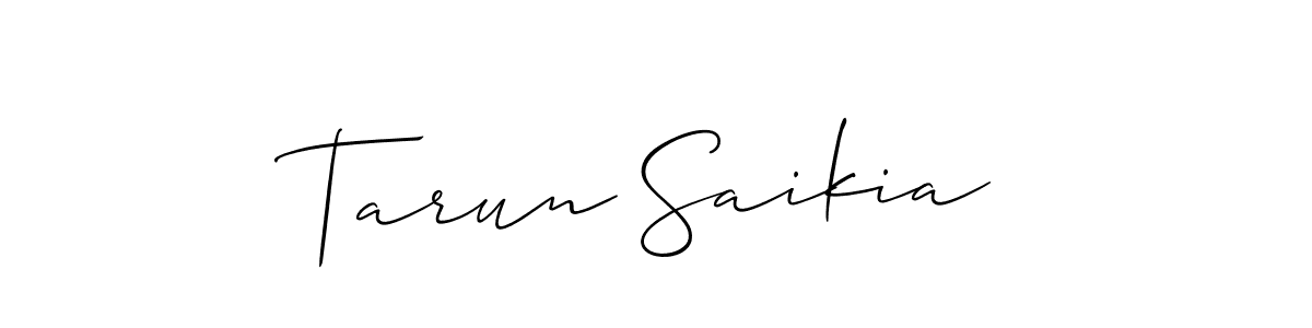 Allison_Script is a professional signature style that is perfect for those who want to add a touch of class to their signature. It is also a great choice for those who want to make their signature more unique. Get Tarun Saikia name to fancy signature for free. Tarun Saikia signature style 2 images and pictures png