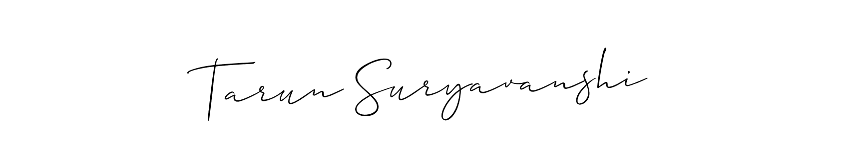This is the best signature style for the Tarun Suryavanshi name. Also you like these signature font (Allison_Script). Mix name signature. Tarun Suryavanshi signature style 2 images and pictures png