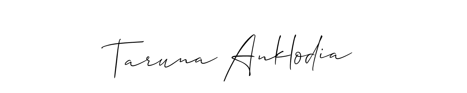 Allison_Script is a professional signature style that is perfect for those who want to add a touch of class to their signature. It is also a great choice for those who want to make their signature more unique. Get Taruna Anklodia name to fancy signature for free. Taruna Anklodia signature style 2 images and pictures png