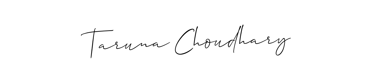 Allison_Script is a professional signature style that is perfect for those who want to add a touch of class to their signature. It is also a great choice for those who want to make their signature more unique. Get Taruna Choudhary name to fancy signature for free. Taruna Choudhary signature style 2 images and pictures png