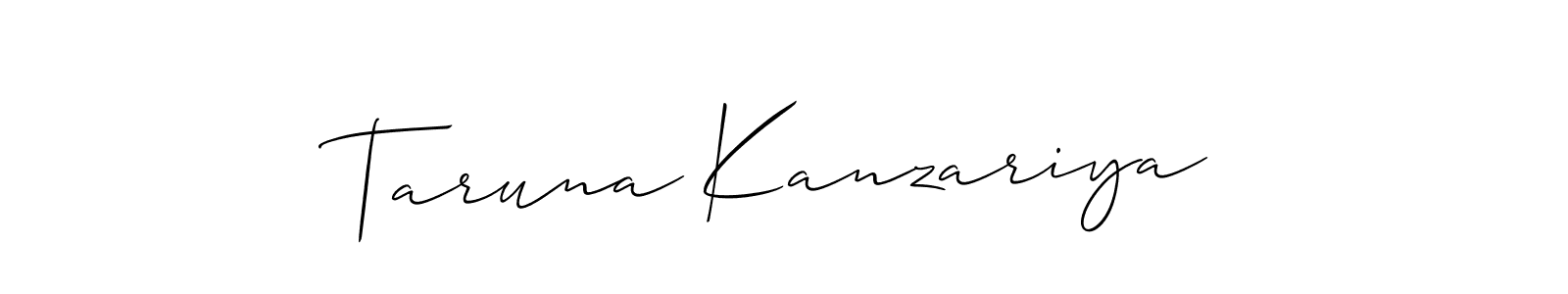 The best way (Allison_Script) to make a short signature is to pick only two or three words in your name. The name Taruna Kanzariya include a total of six letters. For converting this name. Taruna Kanzariya signature style 2 images and pictures png