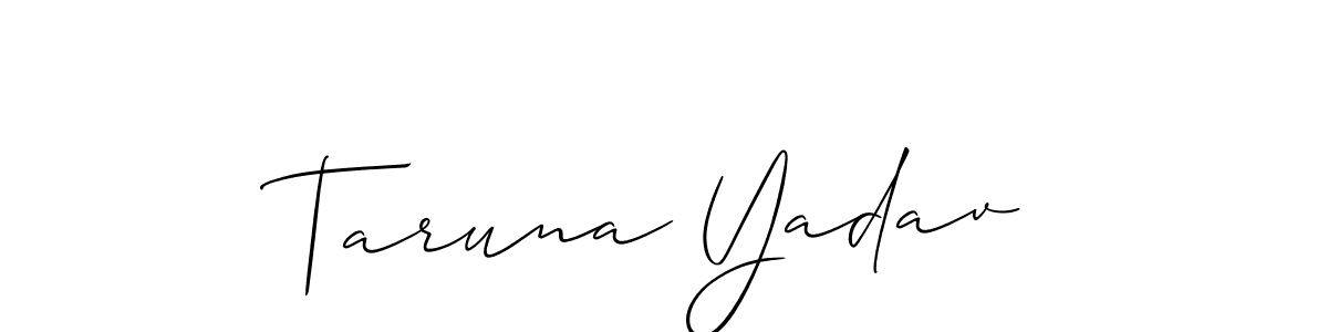 Make a beautiful signature design for name Taruna Yadav. With this signature (Allison_Script) style, you can create a handwritten signature for free. Taruna Yadav signature style 2 images and pictures png