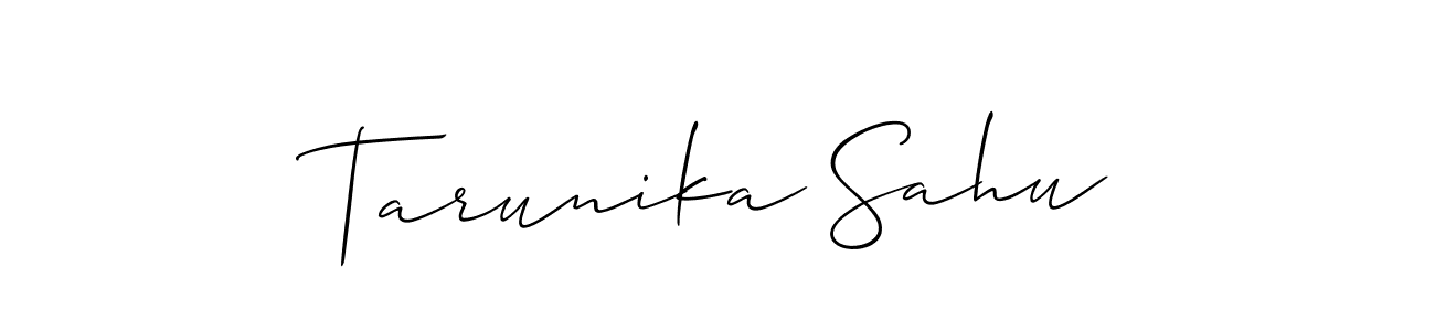 Also You can easily find your signature by using the search form. We will create Tarunika Sahu name handwritten signature images for you free of cost using Allison_Script sign style. Tarunika Sahu signature style 2 images and pictures png