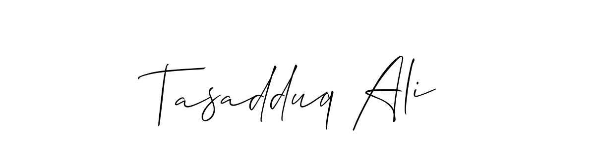 Make a beautiful signature design for name Tasadduq Ali. With this signature (Allison_Script) style, you can create a handwritten signature for free. Tasadduq Ali signature style 2 images and pictures png