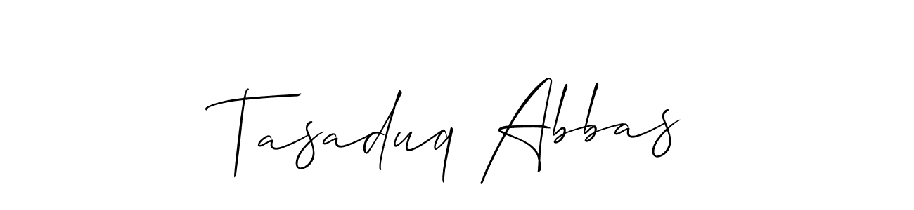 The best way (Allison_Script) to make a short signature is to pick only two or three words in your name. The name Tasaduq Abbas include a total of six letters. For converting this name. Tasaduq Abbas signature style 2 images and pictures png