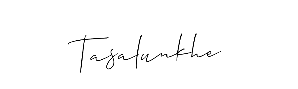 Similarly Allison_Script is the best handwritten signature design. Signature creator online .You can use it as an online autograph creator for name Tasalunkhe. Tasalunkhe signature style 2 images and pictures png