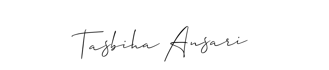 The best way (Allison_Script) to make a short signature is to pick only two or three words in your name. The name Tasbiha Ansari include a total of six letters. For converting this name. Tasbiha Ansari signature style 2 images and pictures png