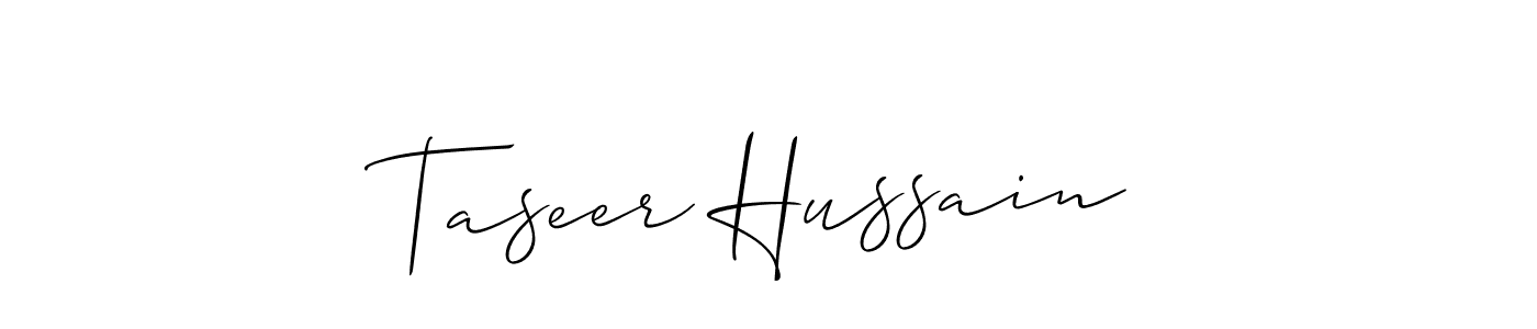 Also You can easily find your signature by using the search form. We will create Taseer Hussain name handwritten signature images for you free of cost using Allison_Script sign style. Taseer Hussain signature style 2 images and pictures png