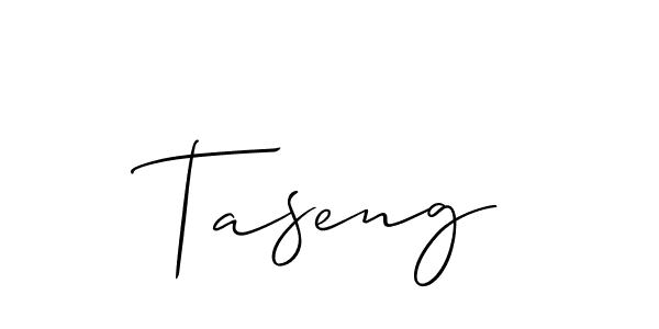 It looks lik you need a new signature style for name Taseng. Design unique handwritten (Allison_Script) signature with our free signature maker in just a few clicks. Taseng signature style 2 images and pictures png