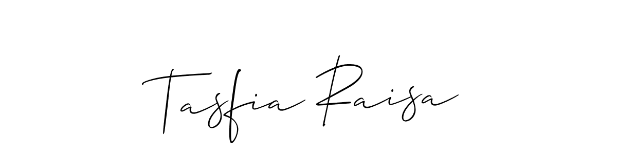 Make a short Tasfia Raisa signature style. Manage your documents anywhere anytime using Allison_Script. Create and add eSignatures, submit forms, share and send files easily. Tasfia Raisa signature style 2 images and pictures png