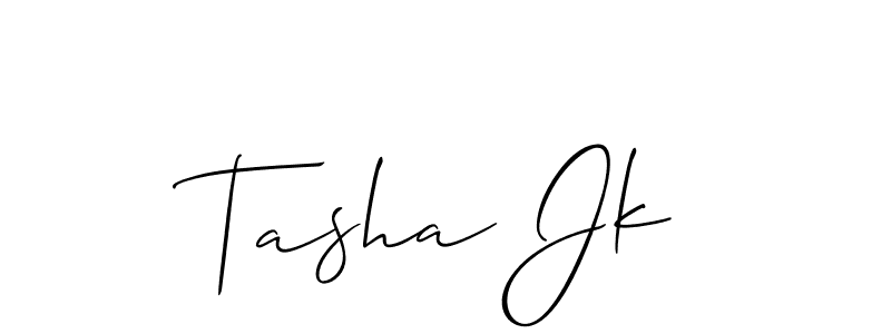 It looks lik you need a new signature style for name Tasha Jk. Design unique handwritten (Allison_Script) signature with our free signature maker in just a few clicks. Tasha Jk signature style 2 images and pictures png