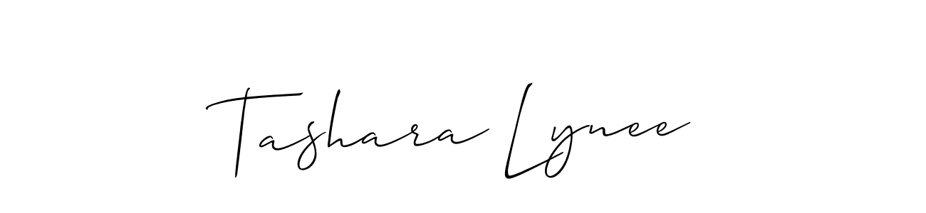 How to make Tashara Lynee name signature. Use Allison_Script style for creating short signs online. This is the latest handwritten sign. Tashara Lynee signature style 2 images and pictures png