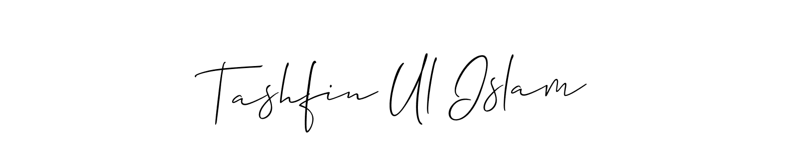 The best way (Allison_Script) to make a short signature is to pick only two or three words in your name. The name Tashfin Ul Islam include a total of six letters. For converting this name. Tashfin Ul Islam signature style 2 images and pictures png