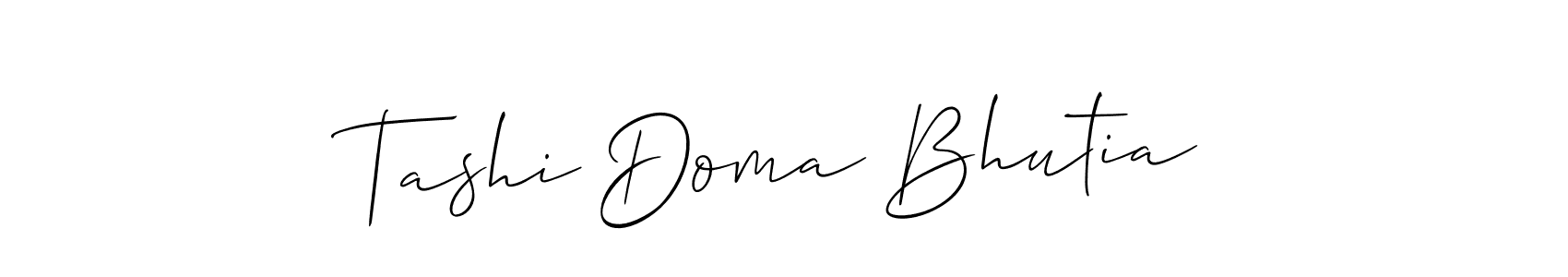 It looks lik you need a new signature style for name Tashi Doma Bhutia. Design unique handwritten (Allison_Script) signature with our free signature maker in just a few clicks. Tashi Doma Bhutia signature style 2 images and pictures png