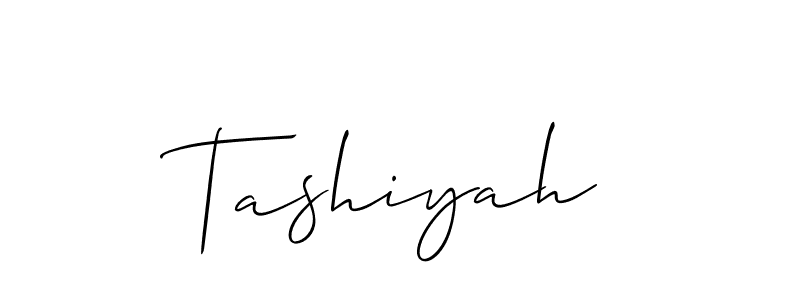 Use a signature maker to create a handwritten signature online. With this signature software, you can design (Allison_Script) your own signature for name Tashiyah. Tashiyah signature style 2 images and pictures png