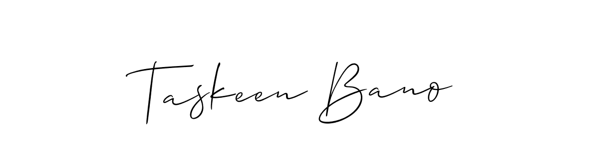 Also we have Taskeen Bano name is the best signature style. Create professional handwritten signature collection using Allison_Script autograph style. Taskeen Bano signature style 2 images and pictures png