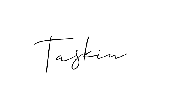 Make a beautiful signature design for name Taskin. With this signature (Allison_Script) style, you can create a handwritten signature for free. Taskin signature style 2 images and pictures png