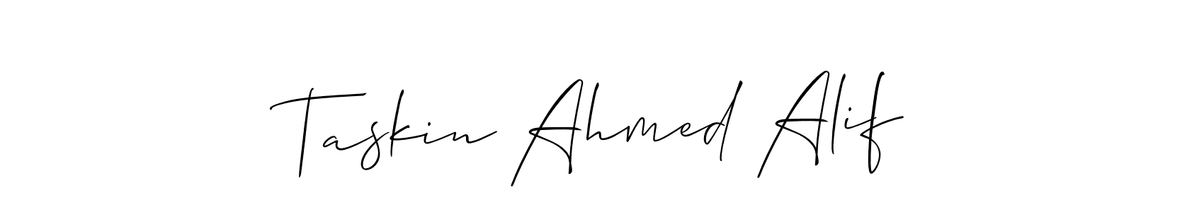 Design your own signature with our free online signature maker. With this signature software, you can create a handwritten (Allison_Script) signature for name Taskin Ahmed Alif. Taskin Ahmed Alif signature style 2 images and pictures png