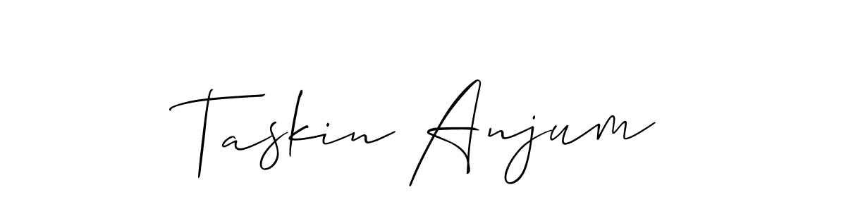 Also You can easily find your signature by using the search form. We will create Taskin Anjum name handwritten signature images for you free of cost using Allison_Script sign style. Taskin Anjum signature style 2 images and pictures png