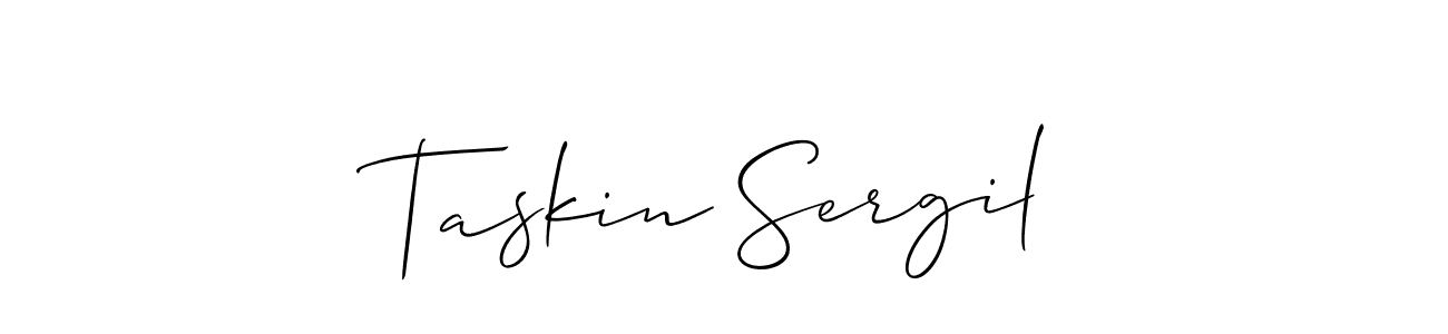 The best way (Allison_Script) to make a short signature is to pick only two or three words in your name. The name Taskin Sergil include a total of six letters. For converting this name. Taskin Sergil signature style 2 images and pictures png