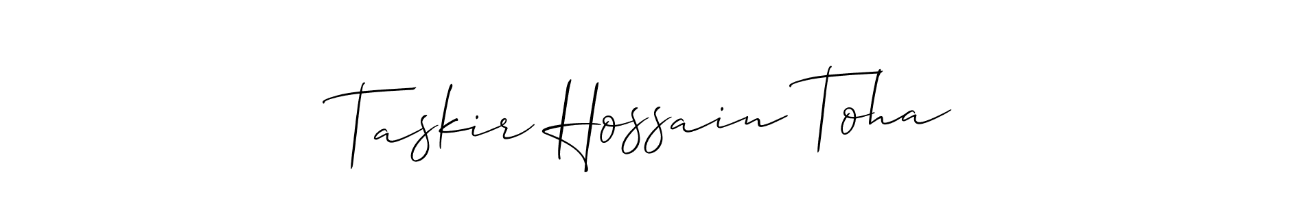 Create a beautiful signature design for name Taskir Hossain Toha. With this signature (Allison_Script) fonts, you can make a handwritten signature for free. Taskir Hossain Toha signature style 2 images and pictures png