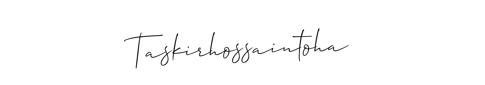 This is the best signature style for the Taskirhossaintoha name. Also you like these signature font (Allison_Script). Mix name signature. Taskirhossaintoha signature style 2 images and pictures png