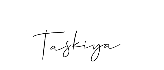 The best way (Allison_Script) to make a short signature is to pick only two or three words in your name. The name Taskiya include a total of six letters. For converting this name. Taskiya signature style 2 images and pictures png