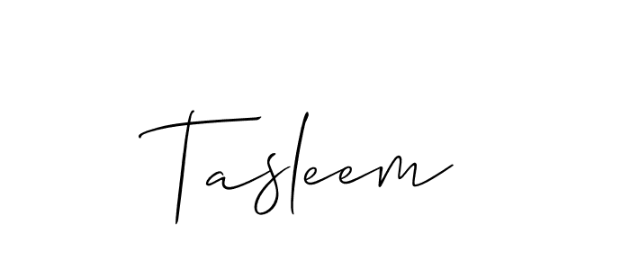 Use a signature maker to create a handwritten signature online. With this signature software, you can design (Allison_Script) your own signature for name Tasleem. Tasleem signature style 2 images and pictures png