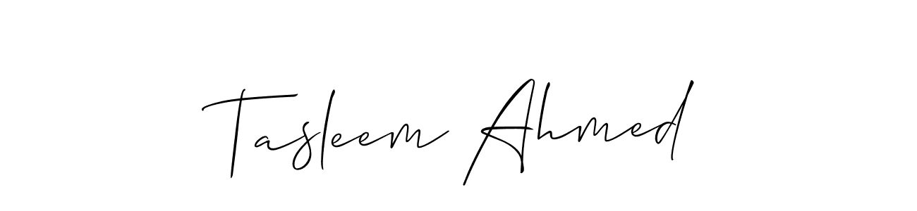 How to make Tasleem Ahmed name signature. Use Allison_Script style for creating short signs online. This is the latest handwritten sign. Tasleem Ahmed signature style 2 images and pictures png
