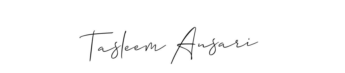 How to make Tasleem Ansari signature? Allison_Script is a professional autograph style. Create handwritten signature for Tasleem Ansari name. Tasleem Ansari signature style 2 images and pictures png