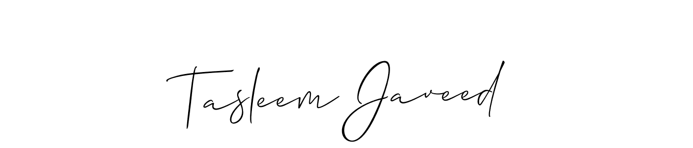 Create a beautiful signature design for name Tasleem Javeed. With this signature (Allison_Script) fonts, you can make a handwritten signature for free. Tasleem Javeed signature style 2 images and pictures png