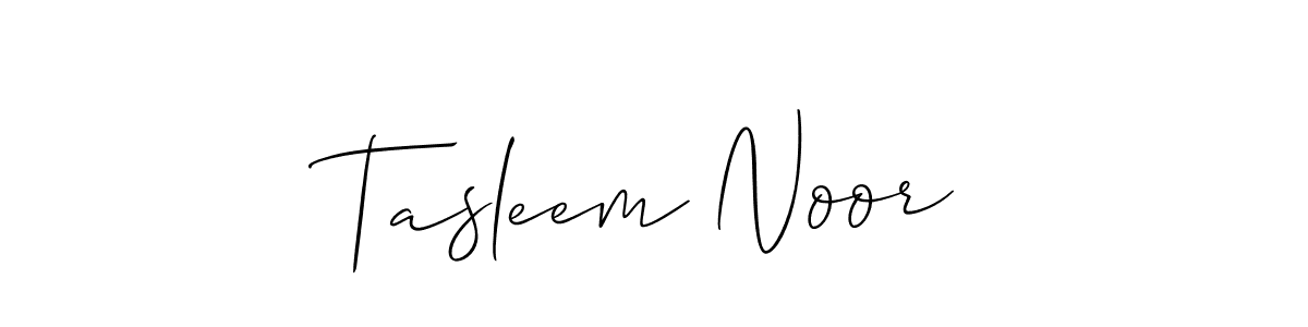 Also You can easily find your signature by using the search form. We will create Tasleem Noor name handwritten signature images for you free of cost using Allison_Script sign style. Tasleem Noor signature style 2 images and pictures png