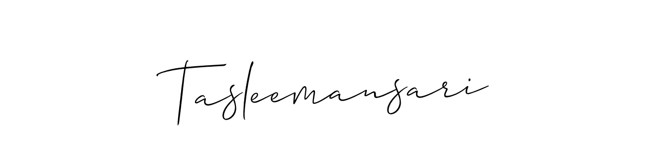 Make a beautiful signature design for name Tasleemansari. With this signature (Allison_Script) style, you can create a handwritten signature for free. Tasleemansari signature style 2 images and pictures png