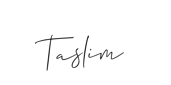 The best way (Allison_Script) to make a short signature is to pick only two or three words in your name. The name Taslim include a total of six letters. For converting this name. Taslim signature style 2 images and pictures png