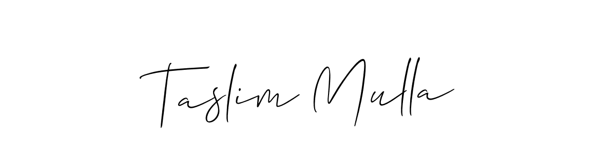 Create a beautiful signature design for name Taslim Mulla. With this signature (Allison_Script) fonts, you can make a handwritten signature for free. Taslim Mulla signature style 2 images and pictures png