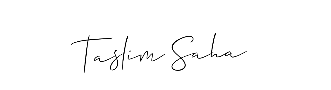 if you are searching for the best signature style for your name Taslim Saha. so please give up your signature search. here we have designed multiple signature styles  using Allison_Script. Taslim Saha signature style 2 images and pictures png