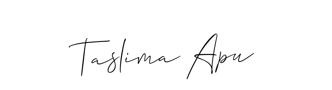 Also we have Taslima Apu name is the best signature style. Create professional handwritten signature collection using Allison_Script autograph style. Taslima Apu signature style 2 images and pictures png