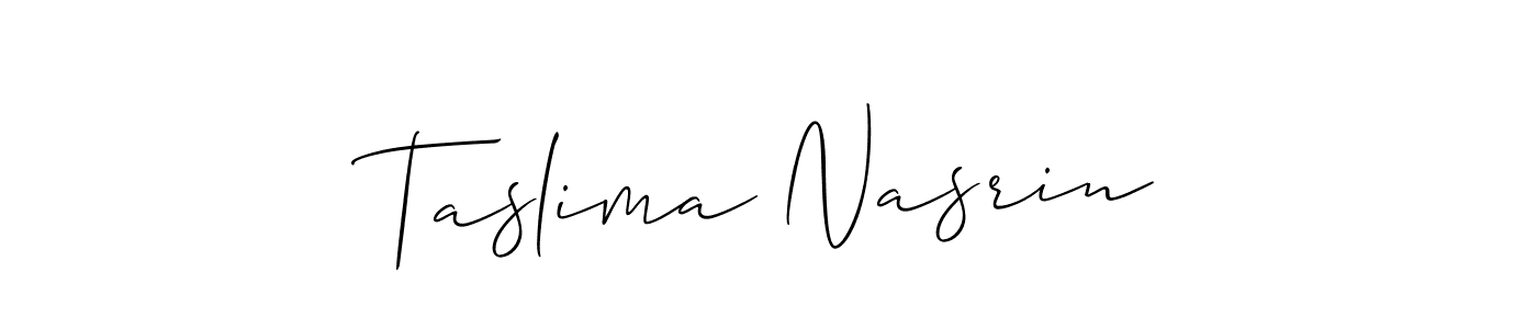 The best way (Allison_Script) to make a short signature is to pick only two or three words in your name. The name Taslima Nasrin include a total of six letters. For converting this name. Taslima Nasrin signature style 2 images and pictures png