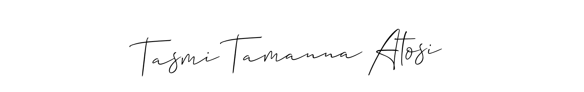 Make a beautiful signature design for name Tasmi Tamanna Atosi. With this signature (Allison_Script) style, you can create a handwritten signature for free. Tasmi Tamanna Atosi signature style 2 images and pictures png