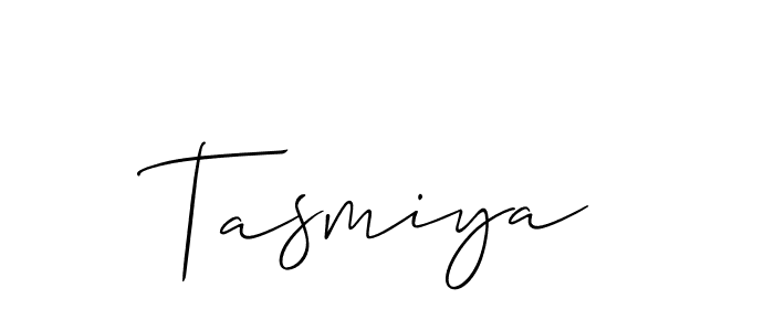 Use a signature maker to create a handwritten signature online. With this signature software, you can design (Allison_Script) your own signature for name Tasmiya. Tasmiya signature style 2 images and pictures png