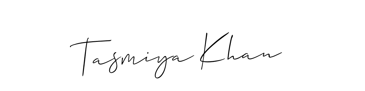 Create a beautiful signature design for name Tasmiya Khan. With this signature (Allison_Script) fonts, you can make a handwritten signature for free. Tasmiya Khan signature style 2 images and pictures png