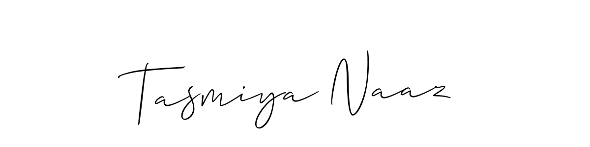 How to make Tasmiya Naaz name signature. Use Allison_Script style for creating short signs online. This is the latest handwritten sign. Tasmiya Naaz signature style 2 images and pictures png