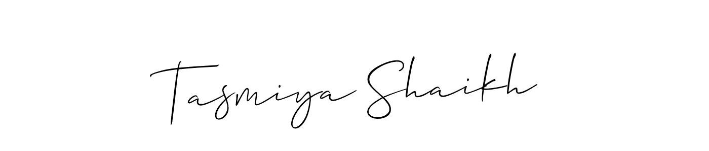 Create a beautiful signature design for name Tasmiya Shaikh. With this signature (Allison_Script) fonts, you can make a handwritten signature for free. Tasmiya Shaikh signature style 2 images and pictures png