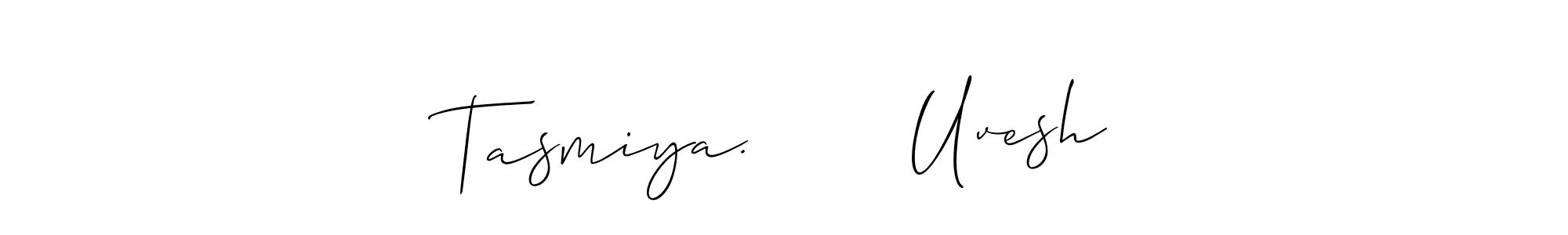 You can use this online signature creator to create a handwritten signature for the name Tasmiya.       Uvesh. This is the best online autograph maker. Tasmiya.       Uvesh signature style 2 images and pictures png