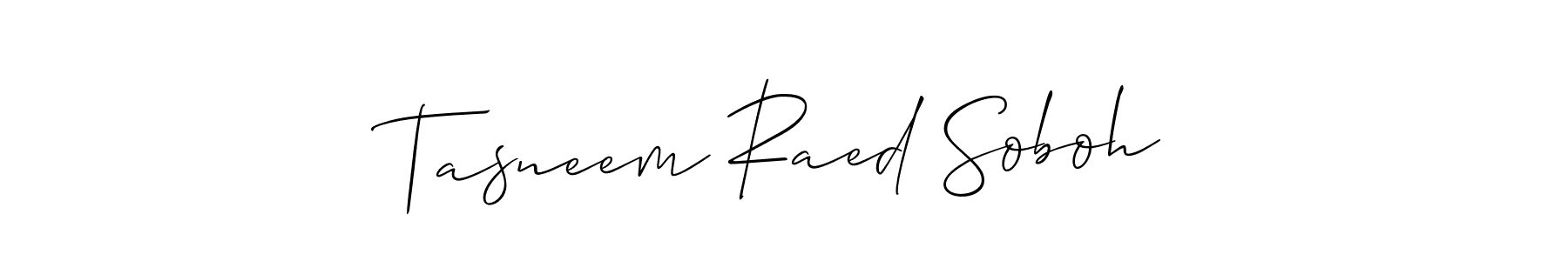 It looks lik you need a new signature style for name Tasneem Raed Soboh. Design unique handwritten (Allison_Script) signature with our free signature maker in just a few clicks. Tasneem Raed Soboh signature style 2 images and pictures png