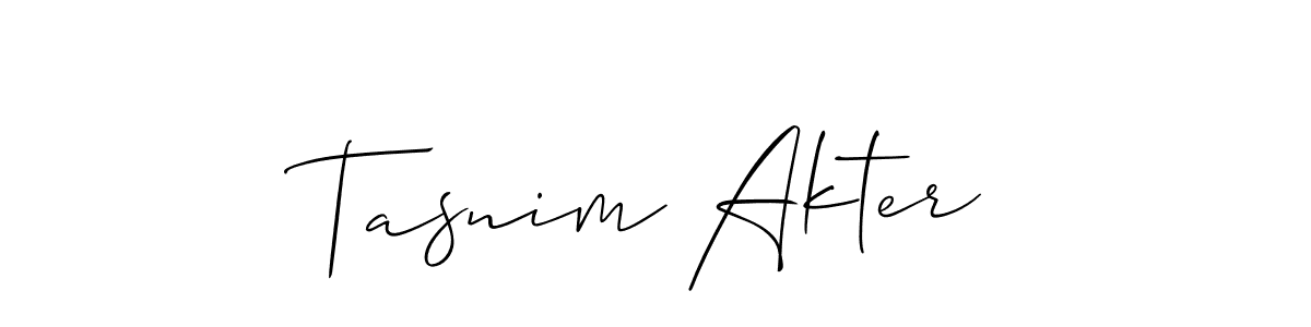 How to make Tasnim Akter signature? Allison_Script is a professional autograph style. Create handwritten signature for Tasnim Akter name. Tasnim Akter signature style 2 images and pictures png