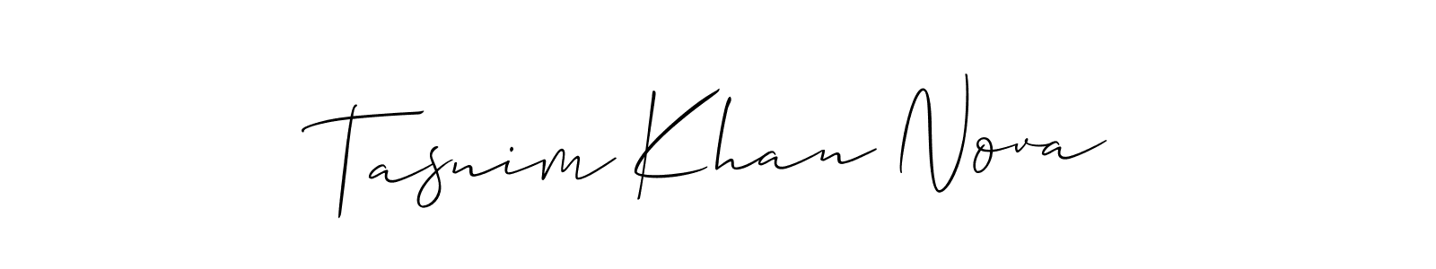 How to make Tasnim Khan Nova name signature. Use Allison_Script style for creating short signs online. This is the latest handwritten sign. Tasnim Khan Nova signature style 2 images and pictures png